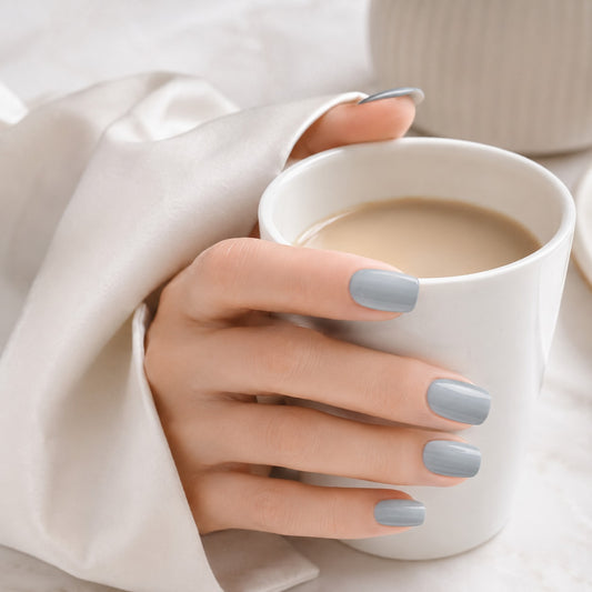 Soft Powder Blue Semi-Cured Gel Nail Strips - Wessiny product image 2