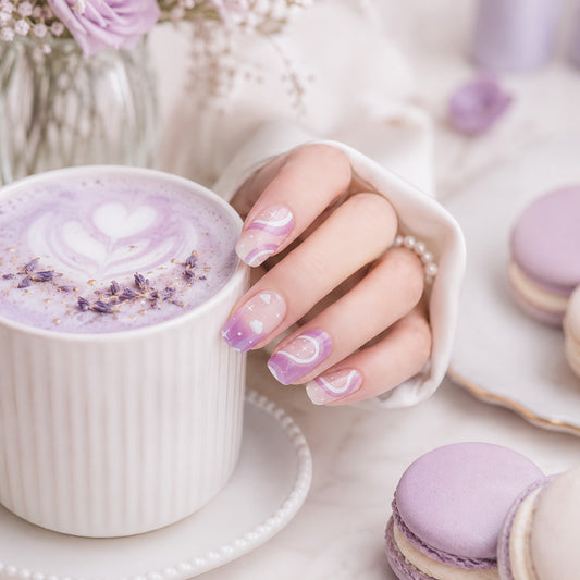 Lavender Marble Glitter Semi-Cured Gel Nail Strips - Wessiny product image 2