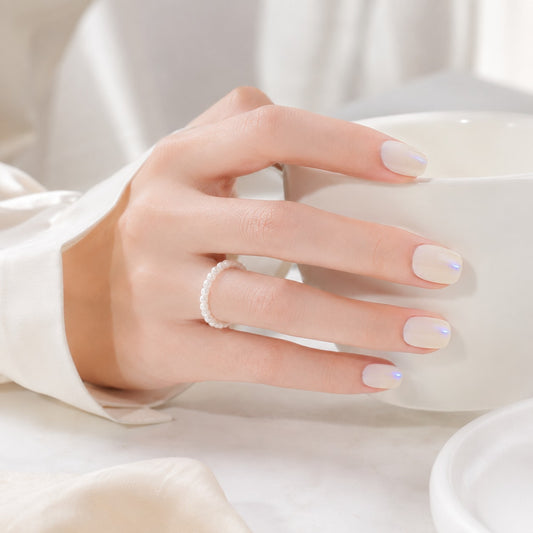 Milky White Gloss Semi-Cured Gel Nail Strips - Wessiny product image 2
