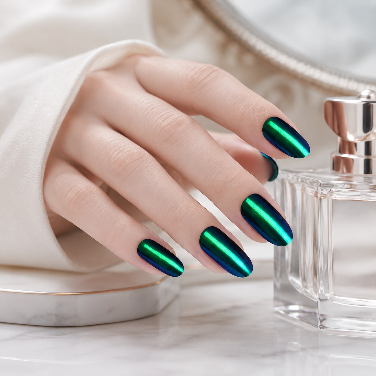 Emerald Cat Eye Semi-Cured Gel Nail Strips - Wessiny product image 4