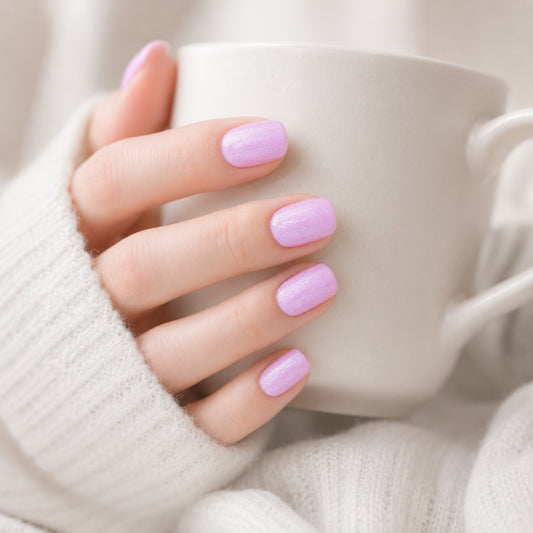 Lavender Pink Solid Semi-Cured Gel Nail Strips - Wessiny product image 2