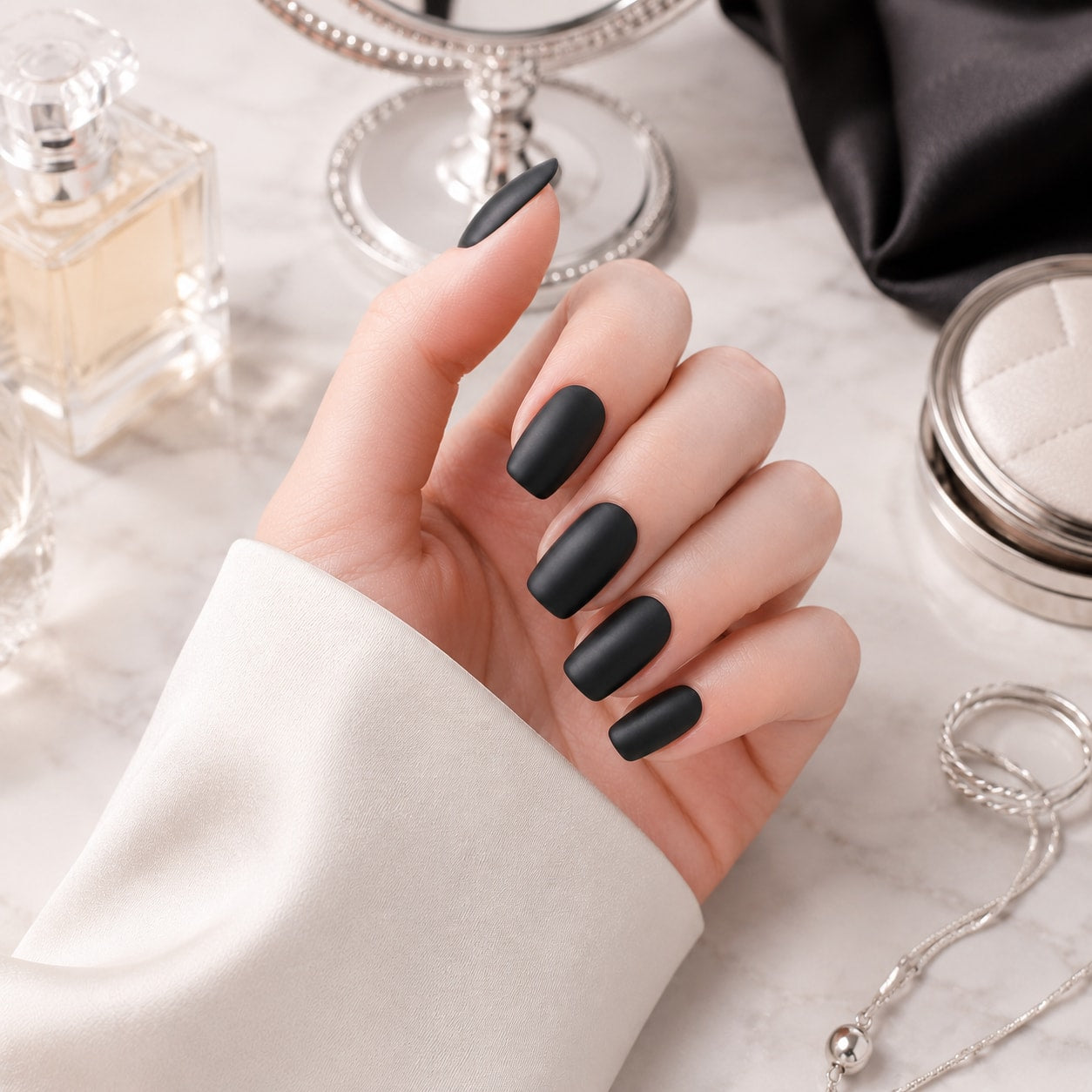 Charcoal Grey Solid Semi-Cured Gel Nail Strips - Wessiny product image 3