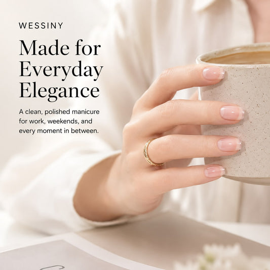 Natural gloss Wessiny semi-cured gel nail strips for an at-home manicure