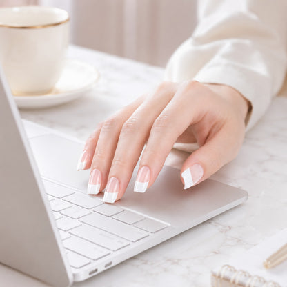 Clean White French Tip Semi-Cured Gel Nail Strips - Wessiny product image 3