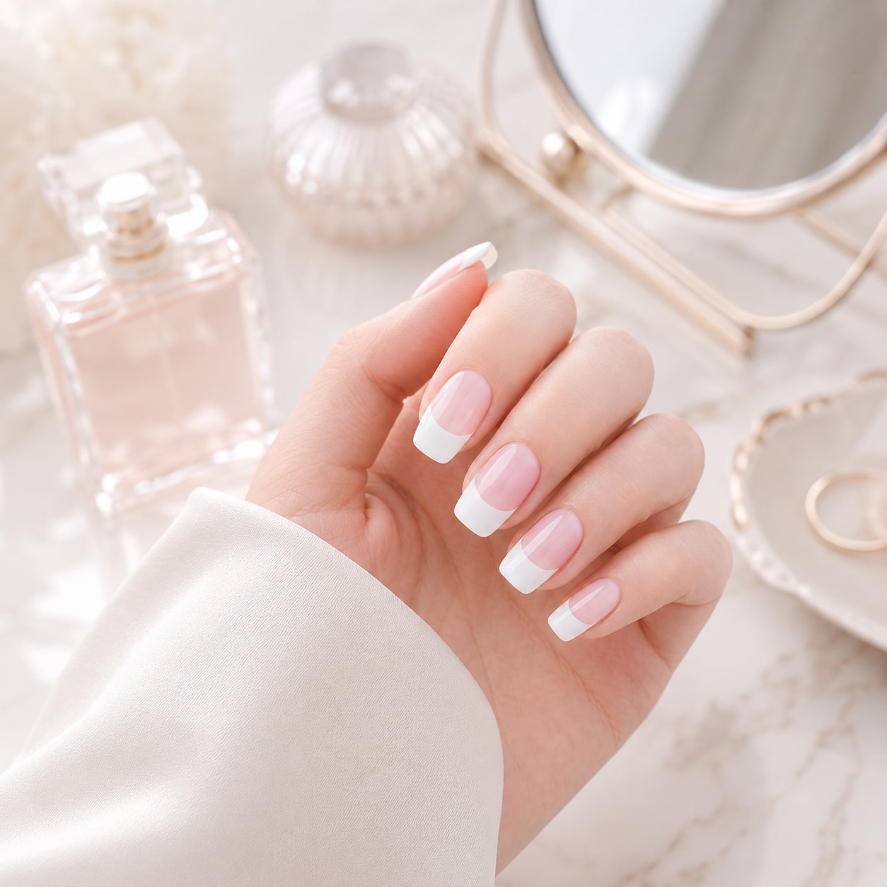 Clean White French Tip Semi-Cured Gel Nail Strips - Wessiny product image 4