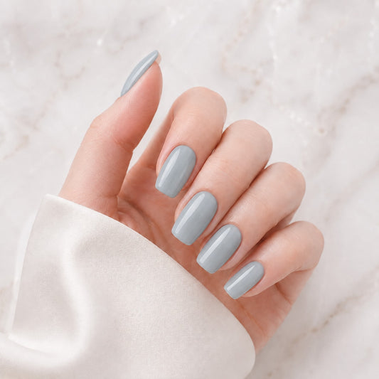 Soft Powder Blue Semi-Cured Gel Nail Strips - Wessiny product image 1