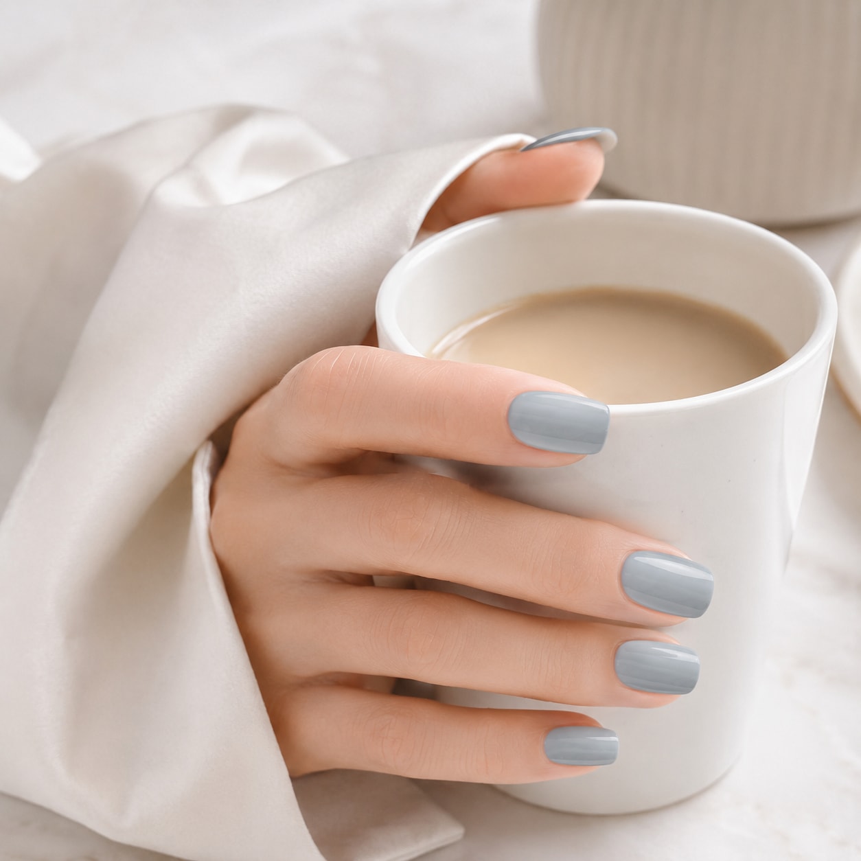 Soft Powder Blue Semi-Cured Gel Nail Strips - Wessiny product image 2