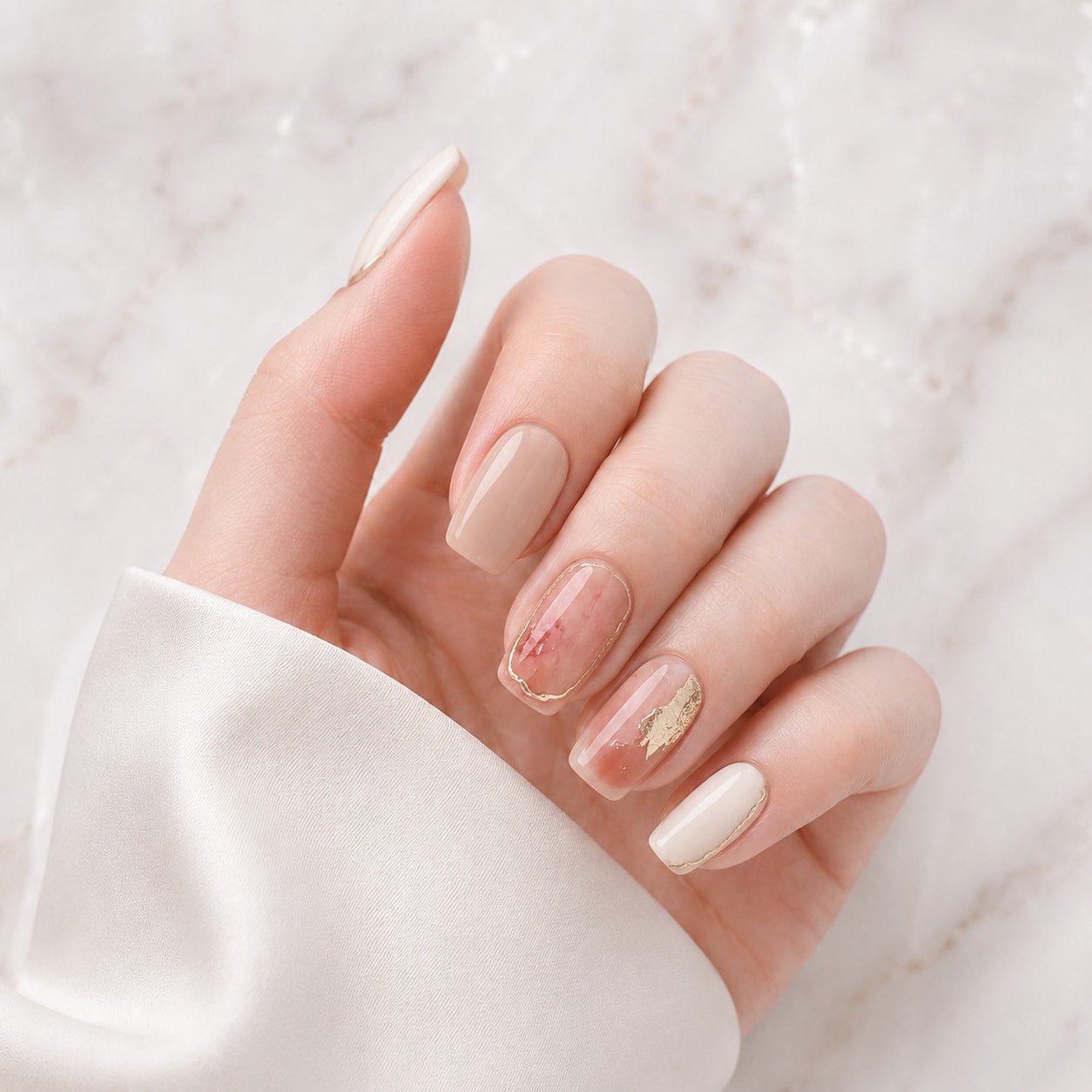 Champagne Nude Accent Semi-Cured Gel Nail Strips - Wessiny product image 1