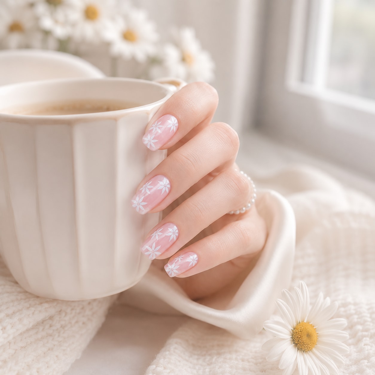 Blush Pink Glitter Glow Semi-Cured Gel Nail Strips - Wessiny product image 2