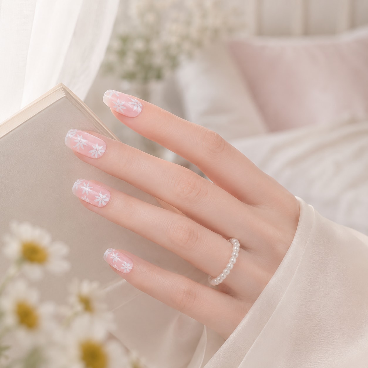 Blush Pink Glitter Glow Semi-Cured Gel Nail Strips - Wessiny product image 4