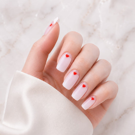 Milky White Cherry Dot Semi-Cured Gel Nail Strips - Wessiny product image 1