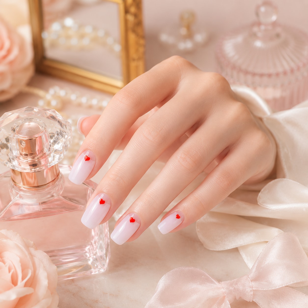 Milky White Cherry Dot Semi-Cured Gel Nail Strips - Wessiny product image 3