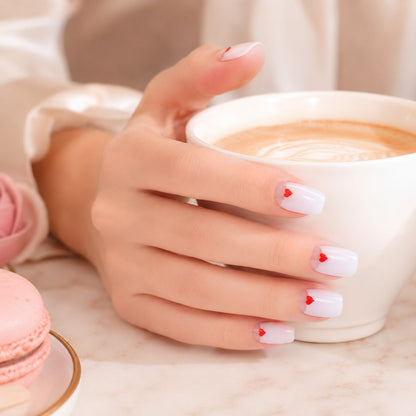 Milky White Cherry Dot Semi-Cured Gel Nail Strips - Wessiny product image 4