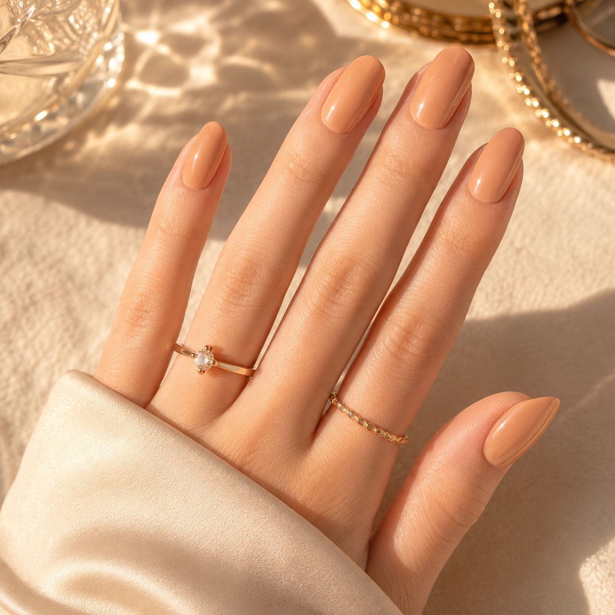 Caramel Nude Solid Semi-Cured Gel Nail Strips - Wessiny product image 2