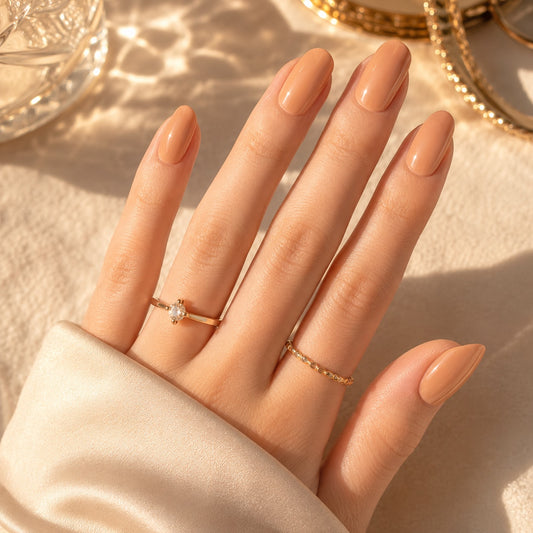 Caramel Nude Solid Semi-Cured Gel Nail Strips - Wessiny product image 2