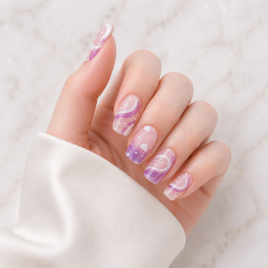 Lavender Marble Glitter Semi-Cured Gel Nail Strips - Wessiny product image 1