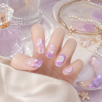 Lavender Marble Glitter Semi-Cured Gel Nail Strips - Wessiny product image 4