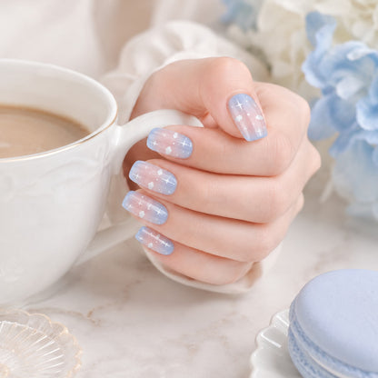 Baby Blue Cloud Sparkle Semi-Cured Gel Nail Strips - Wessiny product image 2