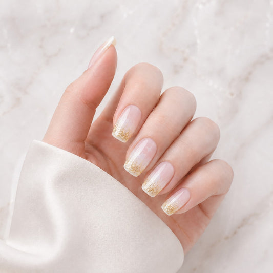 Pearl White Shimmer Semi-Cured Gel Nail Strips - Wessiny product image 1