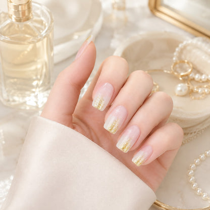 Pearl White Shimmer Semi-Cured Gel Nail Strips - Wessiny product image 4