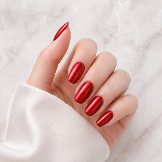 Metallic Ruby Red Semi-Cured Gel Nail Strips - Wessiny product image 1
