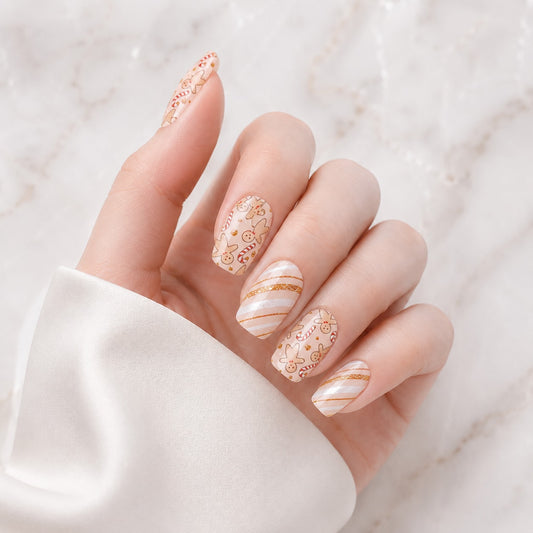 Champagne Marble Sparkle Semi-Cured Gel Nail Strips - Wessiny product image 1