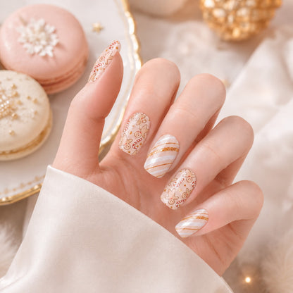 Champagne Marble Sparkle Semi-Cured Gel Nail Strips - Wessiny product image 4