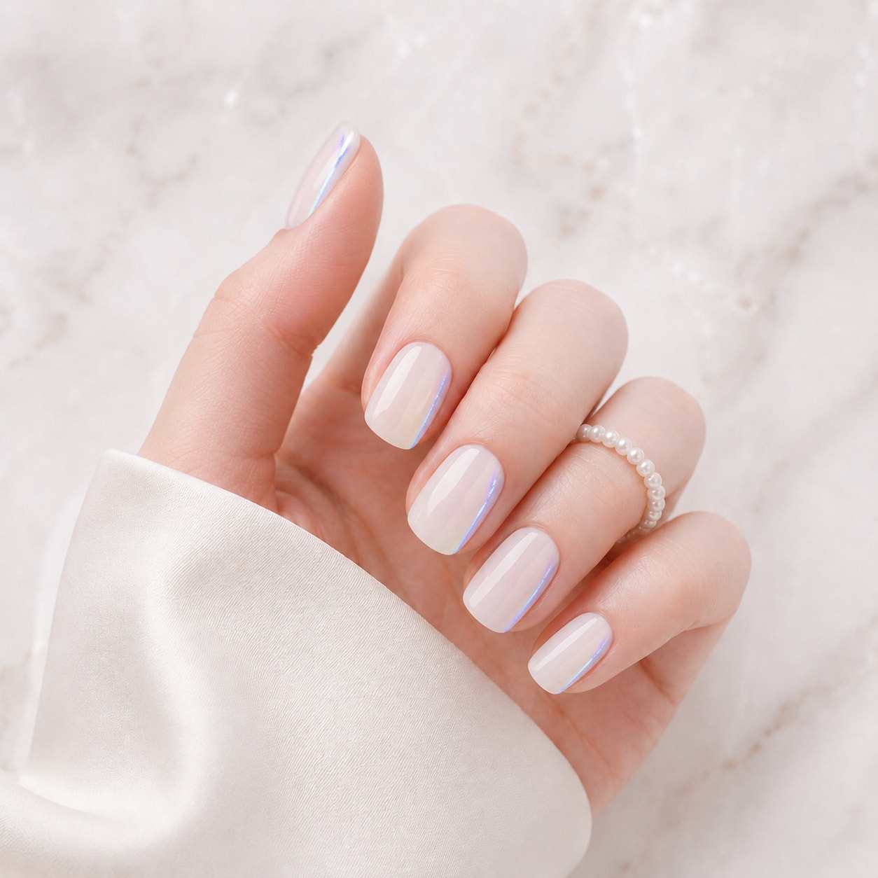 Milky White Gloss Semi-Cured Gel Nail Strips - Wessiny product image 1