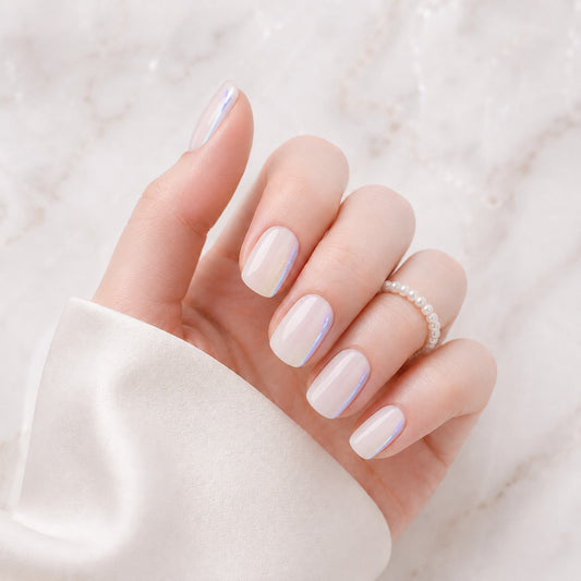 Milky White Gloss Semi-Cured Gel Nail Strips - Wessiny product image 1