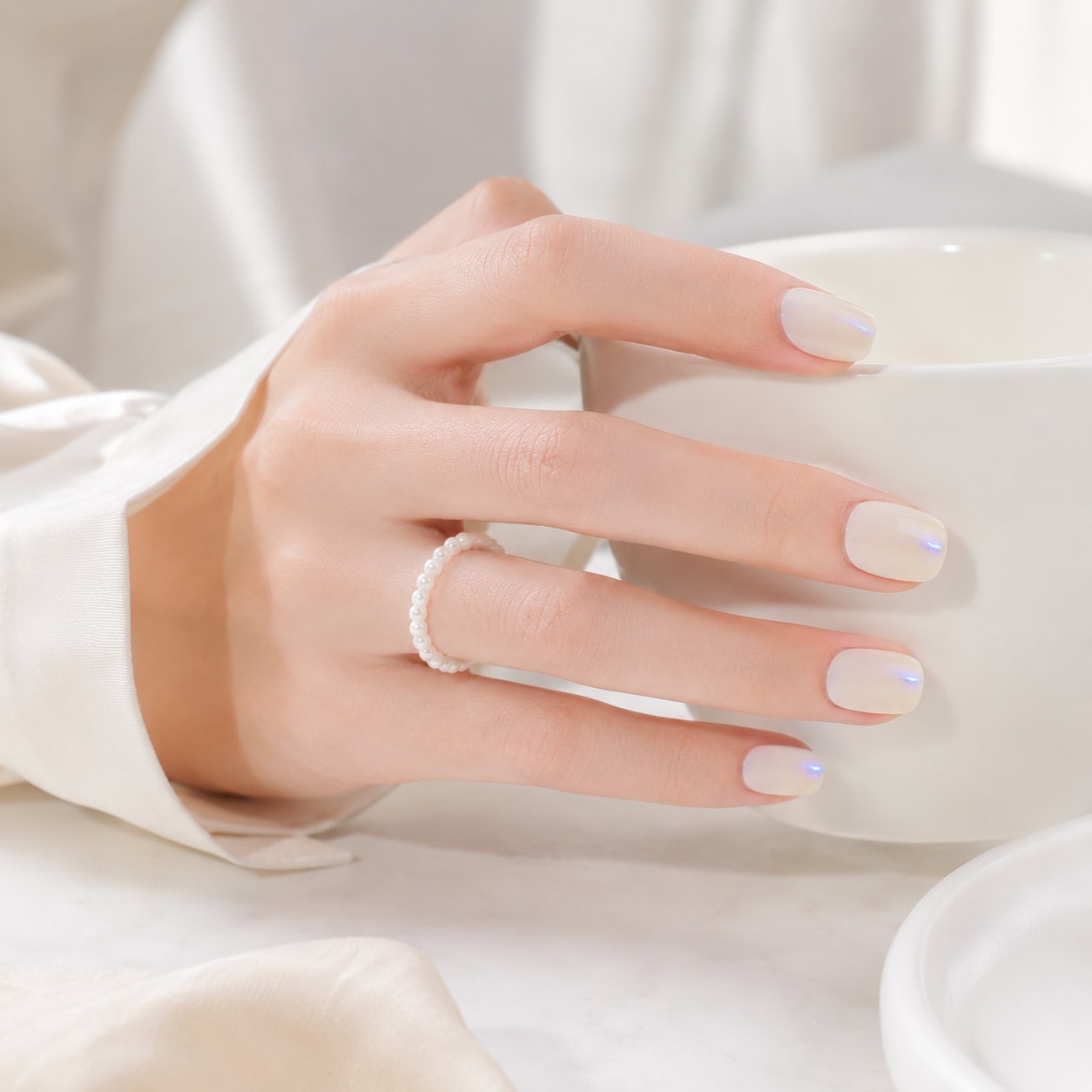 Milky White Gloss Semi-Cured Gel Nail Strips - Wessiny product image 2