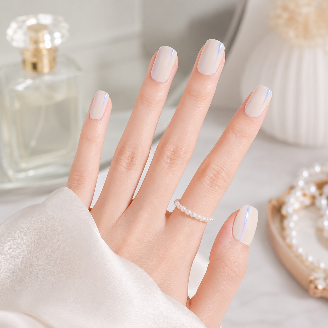 Milky White Gloss Semi-Cured Gel Nail Strips - Wessiny product image 3
