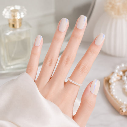 Milky White Gloss Semi-Cured Gel Nail Strips - Wessiny product image 3