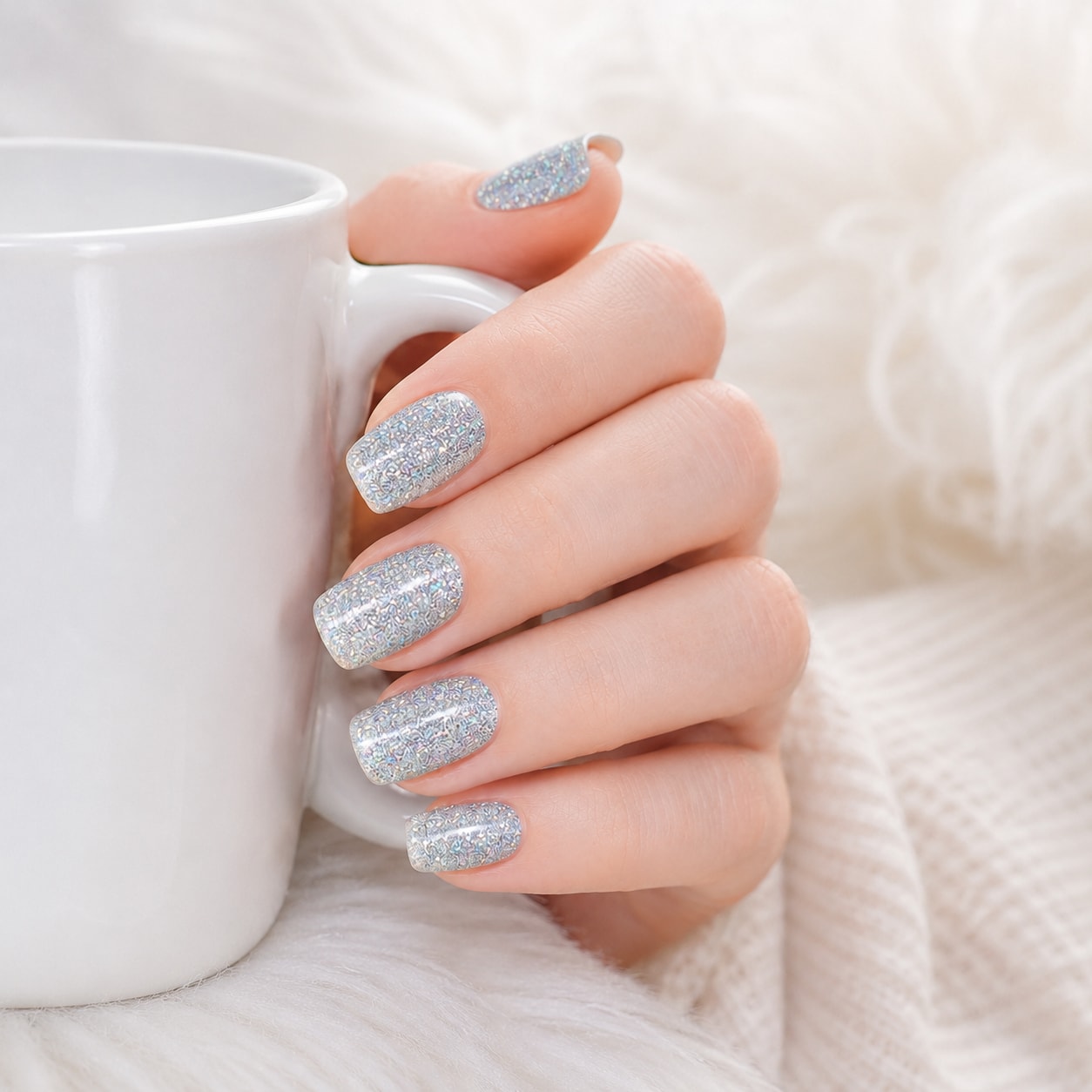 Silver Glitter Shine Semi-Cured Gel Nail Strips - Wessiny product image 3
