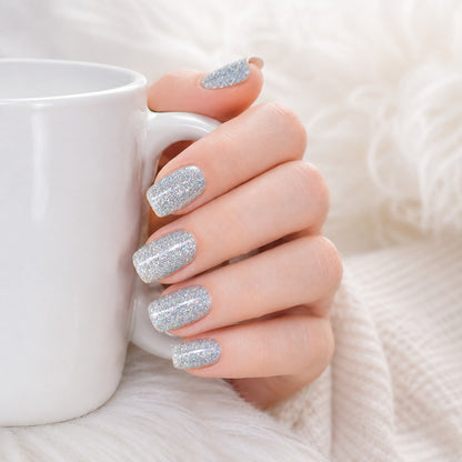 Silver Glitter Shine Semi-Cured Gel Nail Strips - Wessiny product image 3