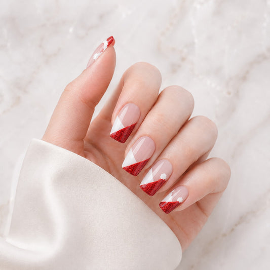 Ruby Triangle French Semi-Cured Gel Nail Strips - Wessiny product image 1