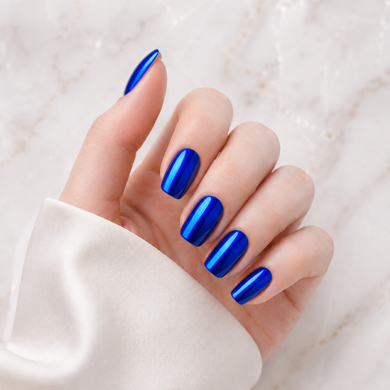 Royal Blue Cat Eye Semi-Cured Gel Nail Strips - Wessiny product image 1