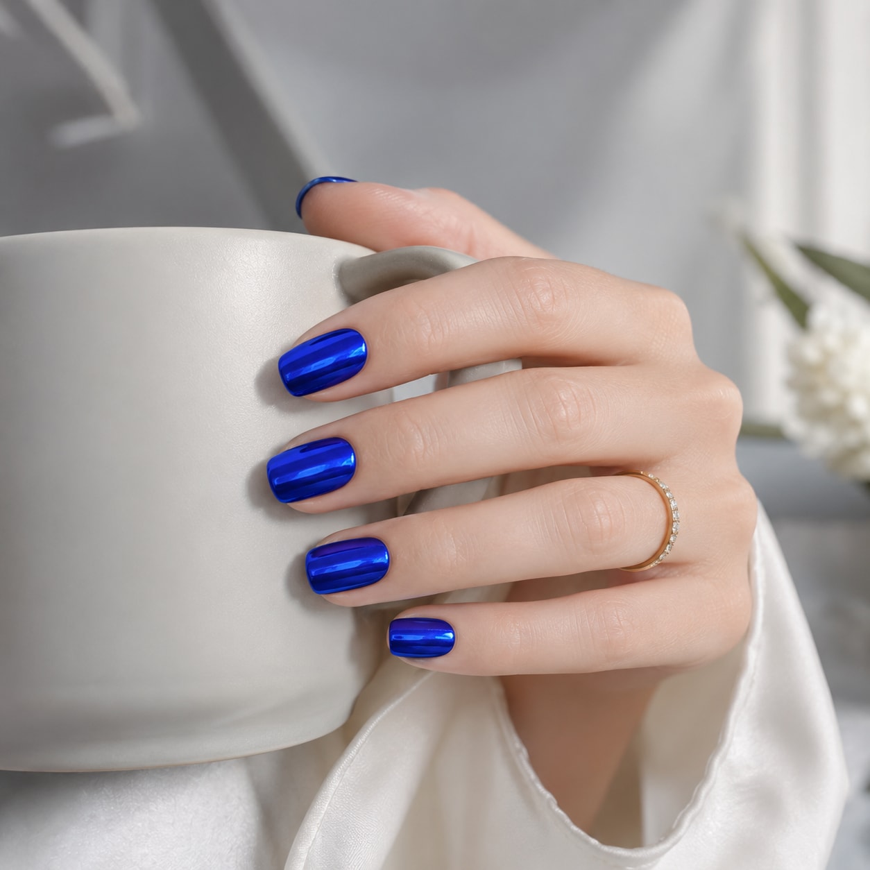 Royal Blue Cat Eye Semi-Cured Gel Nail Strips - Wessiny product image 2