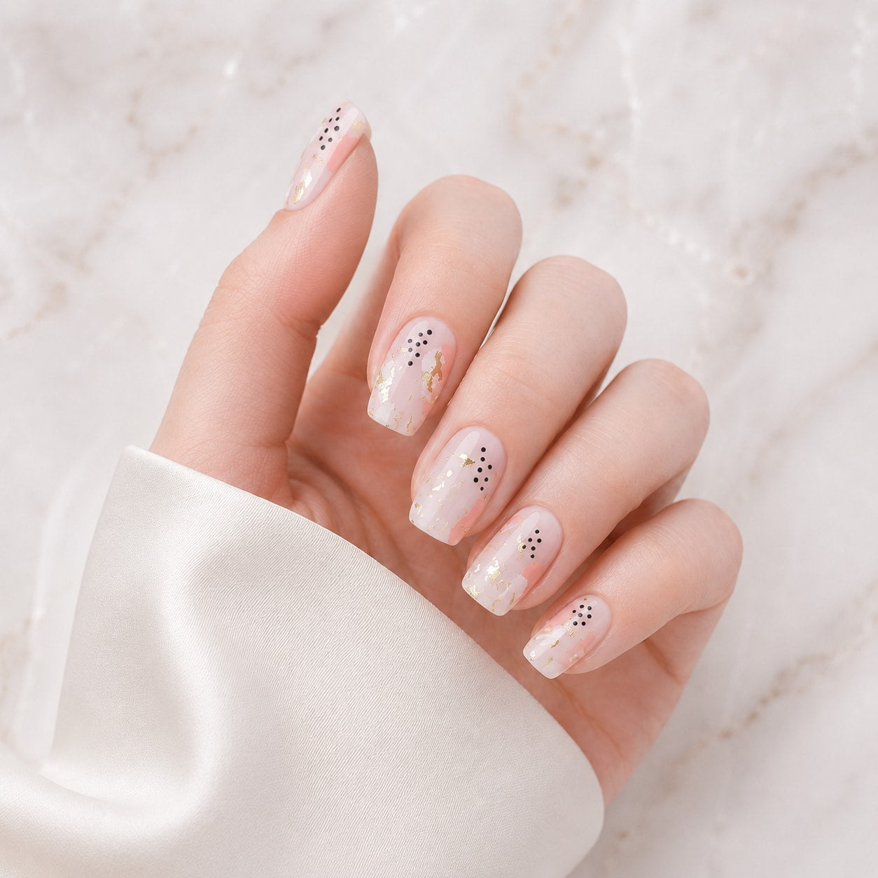 Blush Nude Silver Sparkle Semi-Cured Gel Nail Strips - Wessiny product image 1