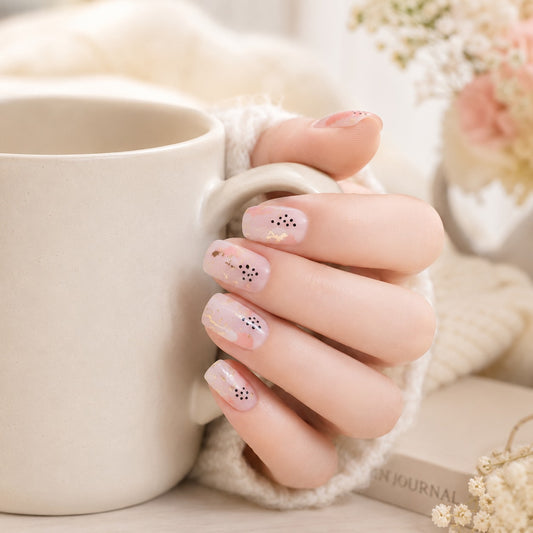 Blush Nude Silver Sparkle Semi-Cured Gel Nail Strips - Wessiny product image 2
