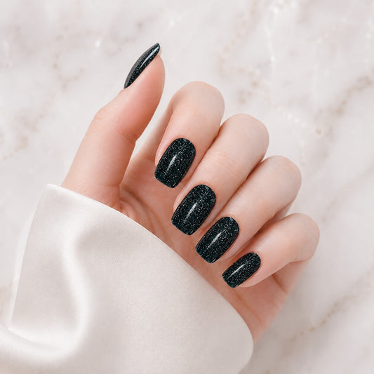 Black Diamond Glitter Semi-Cured Gel Nail Strips - Wessiny product image 1