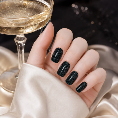 Black Diamond Glitter Semi-Cured Gel Nail Strips - Wessiny product image 3