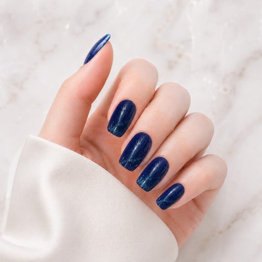 Navy Blue Glitter Semi-Cured Gel Nail Strips - Wessiny product image 1