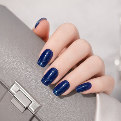 Navy Blue Glitter Semi-Cured Gel Nail Strips - Wessiny product image 3