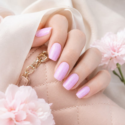 Lavender Pink Solid Semi-Cured Gel Nail Strips - Wessiny product image 4