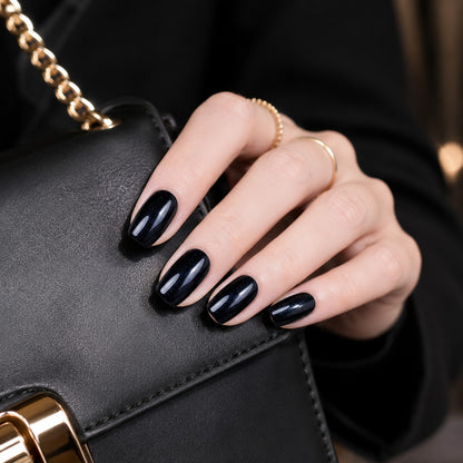 Classic Black Half-Moon French Semi-Cured Gel Nail Strips - Wessiny product image 3