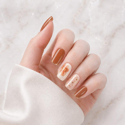 Caramel Tortoise Accent Semi-Cured Gel Nail Strips - Wessiny product image 1