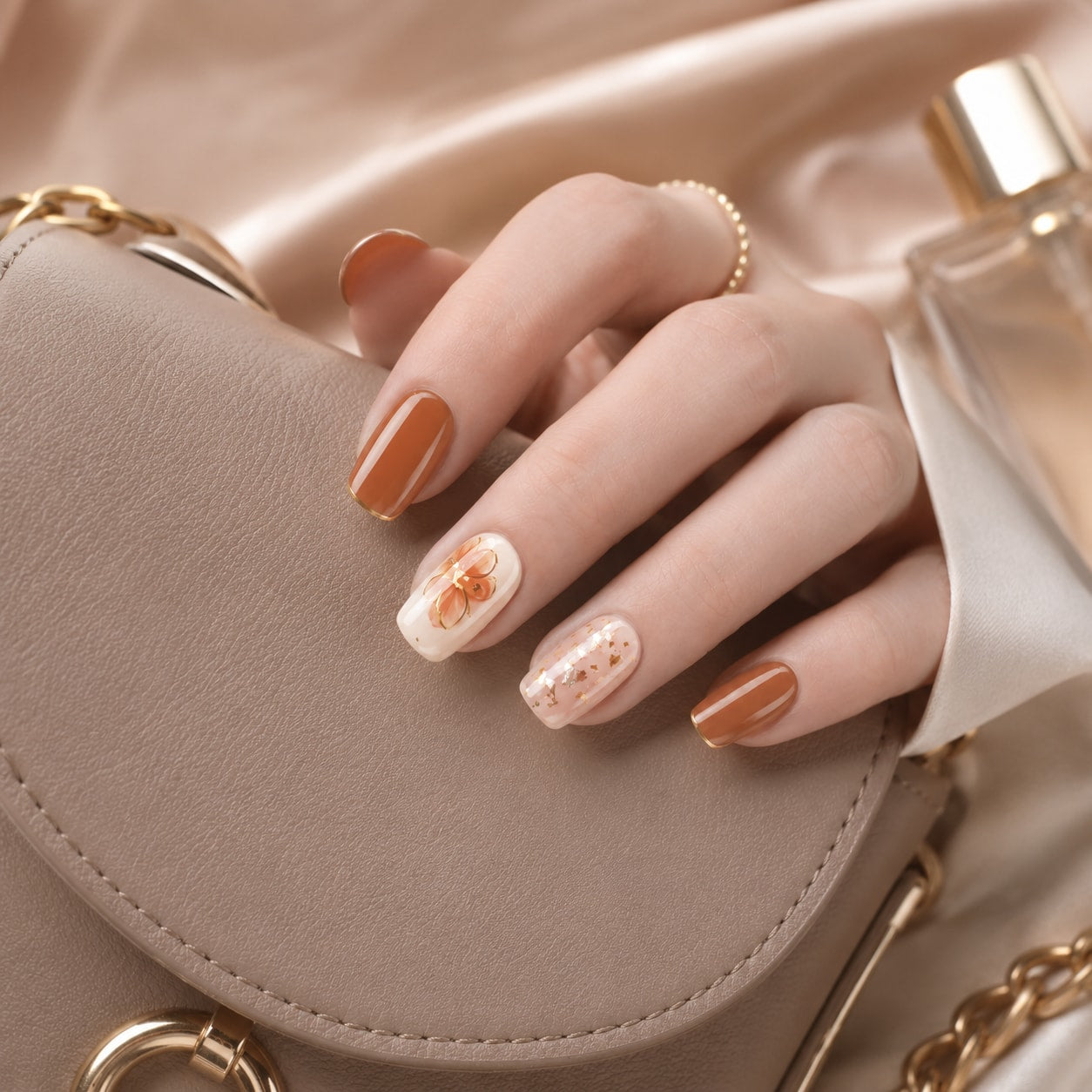 Caramel Tortoise Accent Semi-Cured Gel Nail Strips - Wessiny product image 3