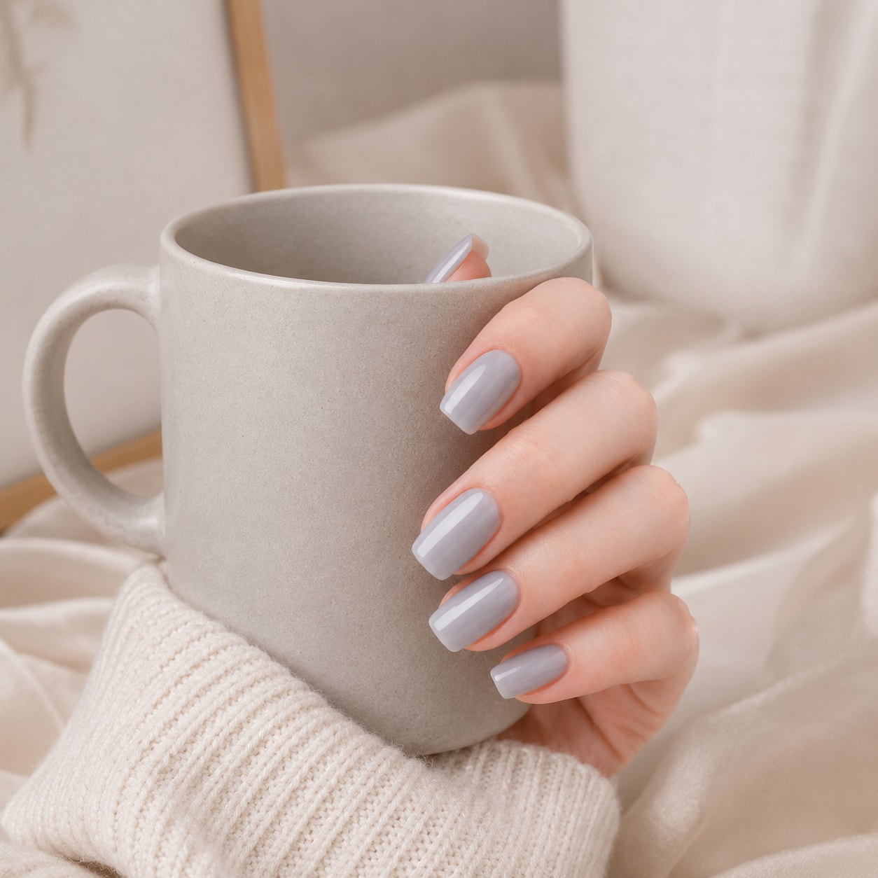 Pale Blue Gloss Semi-Cured Gel Nail Strips - Wessiny product image 3
