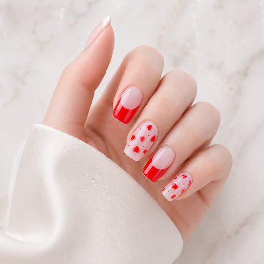 Red Cherry Milk Semi-Cured Gel Nail Strips - Wessiny product image 1