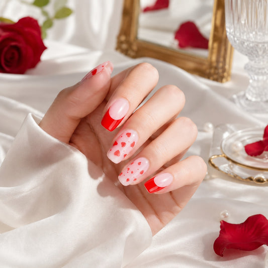 Red Cherry Milk Semi-Cured Gel Nail Strips - Wessiny product image 2